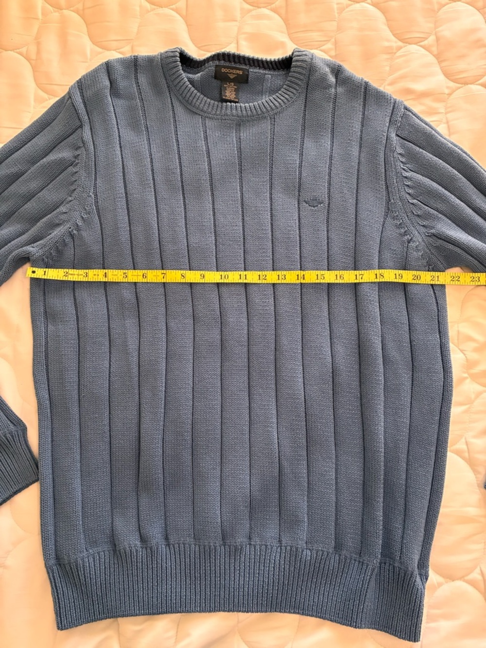Dockers Sweater Cotton Blue Rib Knit Pullover Crewneck Long Sleeve Men’s Sz L - Picture 5 of 9